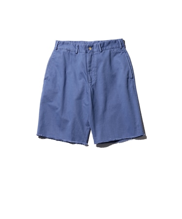Plain Front Shorts Cut-Off Twill Garment Dye