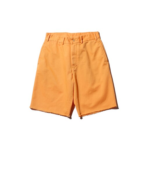 Plain Front Shorts Cut-Off Twill Garment Dye