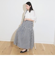 チェック ギャザー ロングスカート