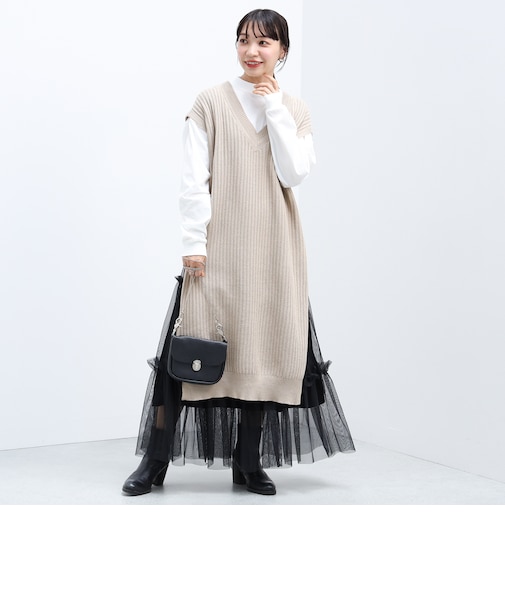 ロングスリーブカットソー × ロングベスト セット