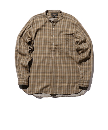 BEAMS PLUS / ギザコットン ダブルガーゼ バンドカラー プルオーバー シャツ