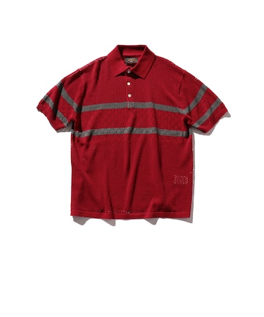 Knit Polo Mesh Stripe