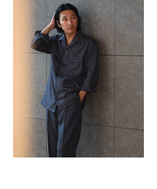 Massimo d’Augusto × Brilla per il gusto / 別注 TEO リネン ストライプ シャツジャケット