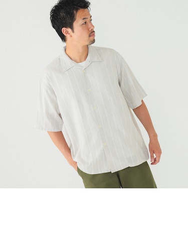 BEAMS / ドビー オープンカラー シャツ