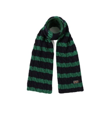 Muffler Cable Stripe Wool Fleece