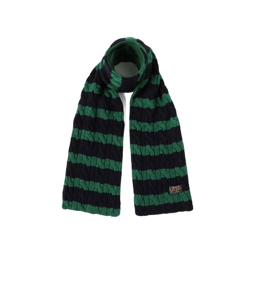 Muffler Cable Stripe Wool Fleece
