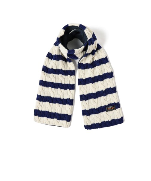 Muffler Cable Stripe Wool Fleece
