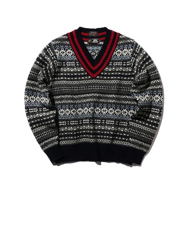 【別注】gim / Fair Isle Cricket V-Neck Knit