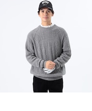 〈MEN〉ORANGE LABEL / 地球ロゴ ジャカードニット