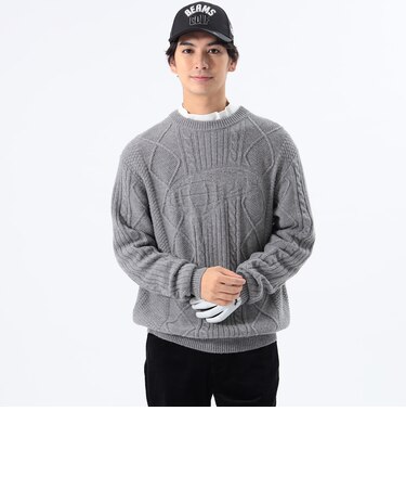 〈MEN〉ORANGE LABEL / 地球ロゴ ジャカードニット
