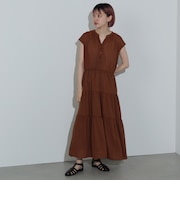スキッパー ロング ティアードワンピース