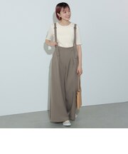 サスペンダー付 ハイウエスト ワイドパンツ