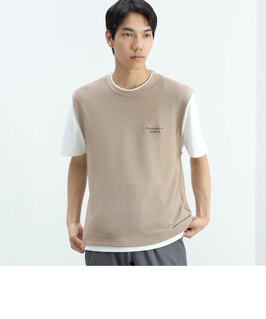刺繍 ベストフェイクレイヤー Tシャツ