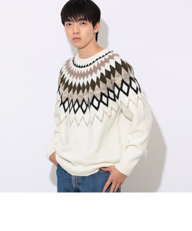 フェアアイル柄 クルーネック ニット