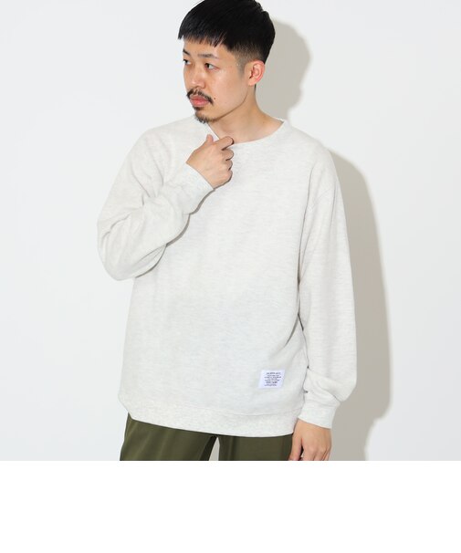 起毛 ワッフル クルーネック スウェット