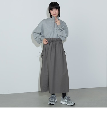 異素材 ハーフジップ ワンピース