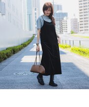 Tシャツ × ベロアワンピース セット