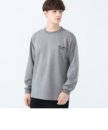 ワンポイント フェイクスエード ロングスリーブ Tシャツ