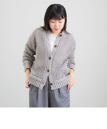 透かし編み ニット カーディガン