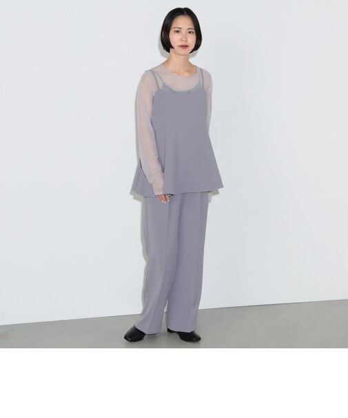 シアーインナー付き ペプラムキャミ × パンツ(セットアイテム)
