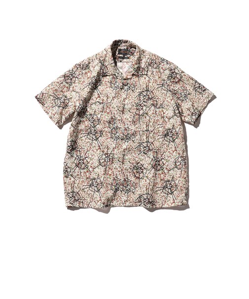 Open Collar Jacquard Mapping Print