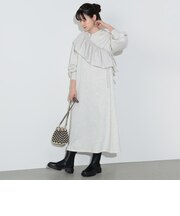 フリル付き スウェット ワンピース