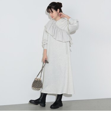 フリル付き スウェット ワンピース