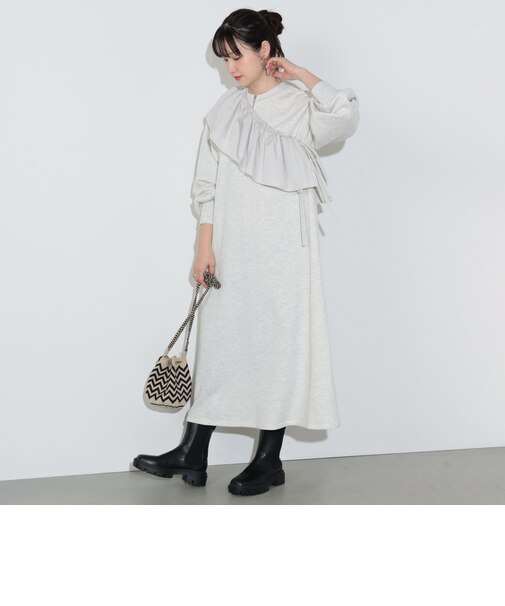 フリル付き スウェット ワンピース