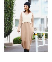 スパンコール ニット ビスチェ × ニットワンピース セット