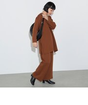 スウェットライク ニットプルオーバー × ワイドパンツ（セットアイテム）