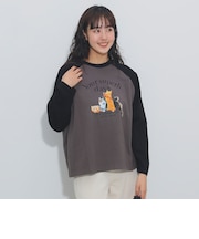 キャットプリント ロングスリーブTシャツ