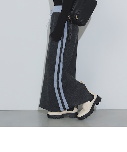 配色ライン ニットスカート