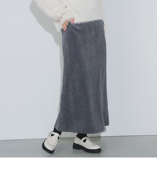 カラーネップ コーデュロイスカート（S～M）