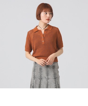 メッシュ ニット ポロシャツ
