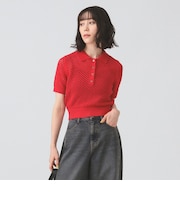 メッシュ ニット ポロシャツ