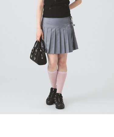 プリーツ ダブル リボン ミニスカート