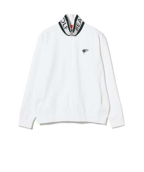 ORANGE LABEL / 襟裏ロゴ ハーフジップ ニット