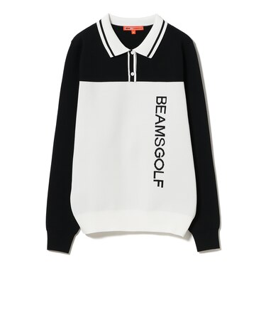 ORANGE LABEL / バイカラー ポロ襟 ニットプルオーバー