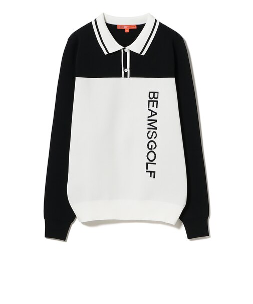 ORANGE LABEL / バイカラー ポロ襟 ニットプルオーバー