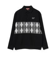ORANGE LABEL / アーガイル柄 ロングスリーブ ニットポロシャツ