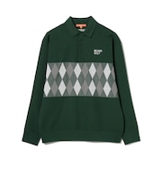 ORANGE LABEL / アーガイル柄 ロングスリーブ ニットポロシャツ