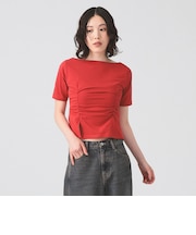 ボートネック スリット フィット Tシャツ