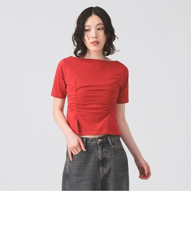 ボートネック スリット フィット Tシャツ