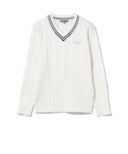 PURPLE LABEL / ケーブル編 チルデン Vネック セーター