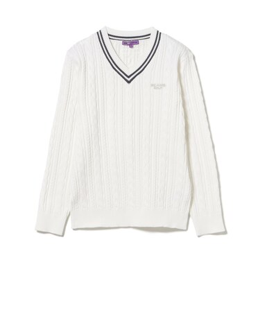 PURPLE LABEL / ケーブル編 チルデン Vネック セーター