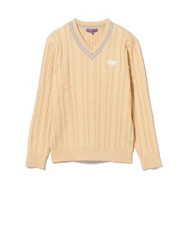PURPLE LABEL / ケーブル編 チルデン Vネック セーター
