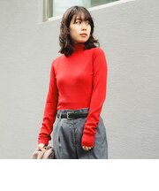 ウール混 リブニット タートルネック
