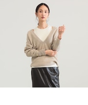 Vネックニット タンクトップ 2WAY セット