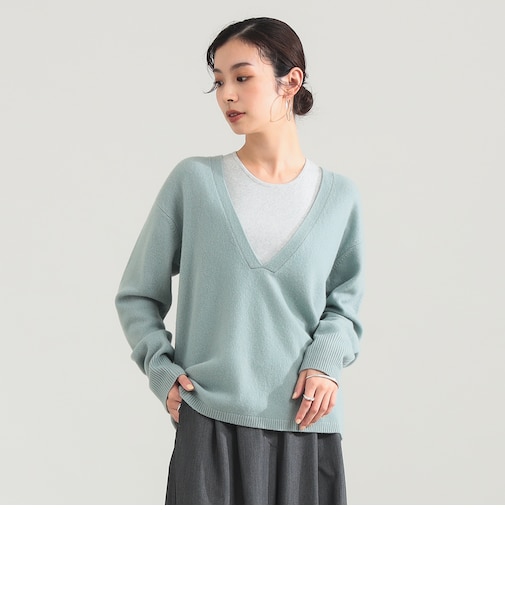 Vネックニット タンクトップ 2WAY セット