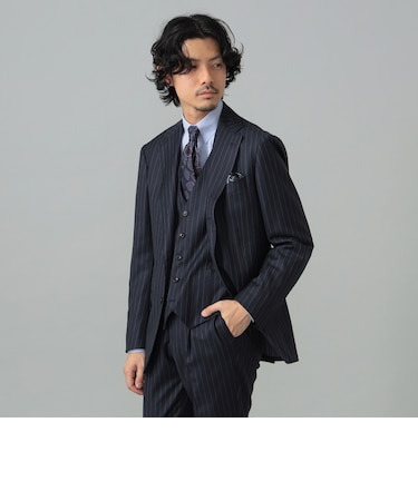 DORMEUIL / ウール チョークストライプ スリーピース スーツ